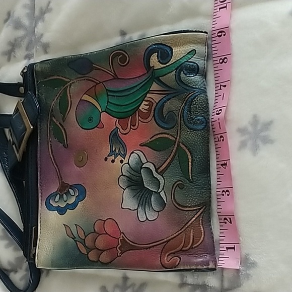Anuschka Hand Painted Songbird Leather Crossbody Bag - Picture 13 of 14